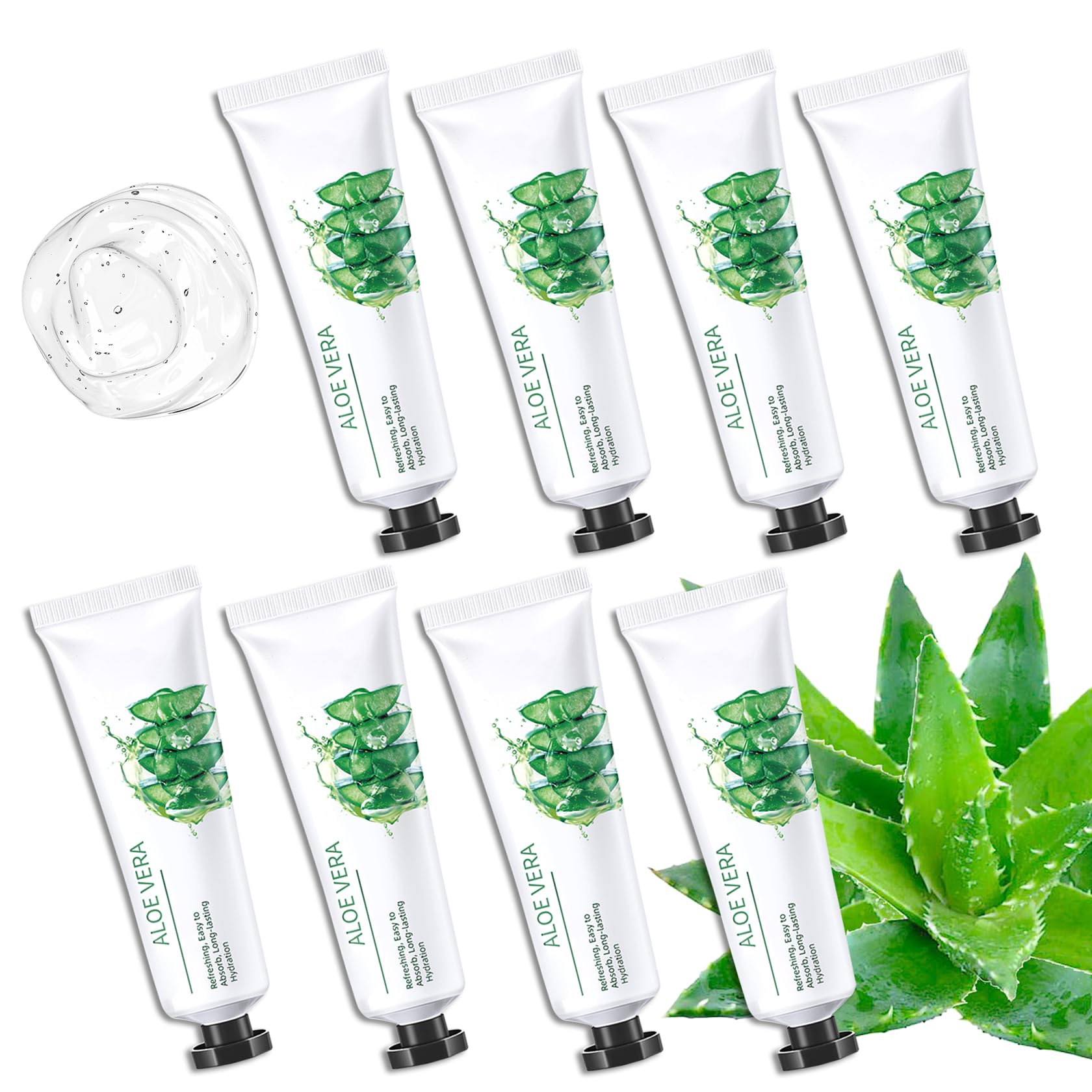 WENJLYJ 8PCS Aloe Vera Gel for Face & Skin,Organic Aloe Vera Gel,Hydrating After Sun Cream for Travel Size,Moisturizing Lotion for Skincare,After Sun