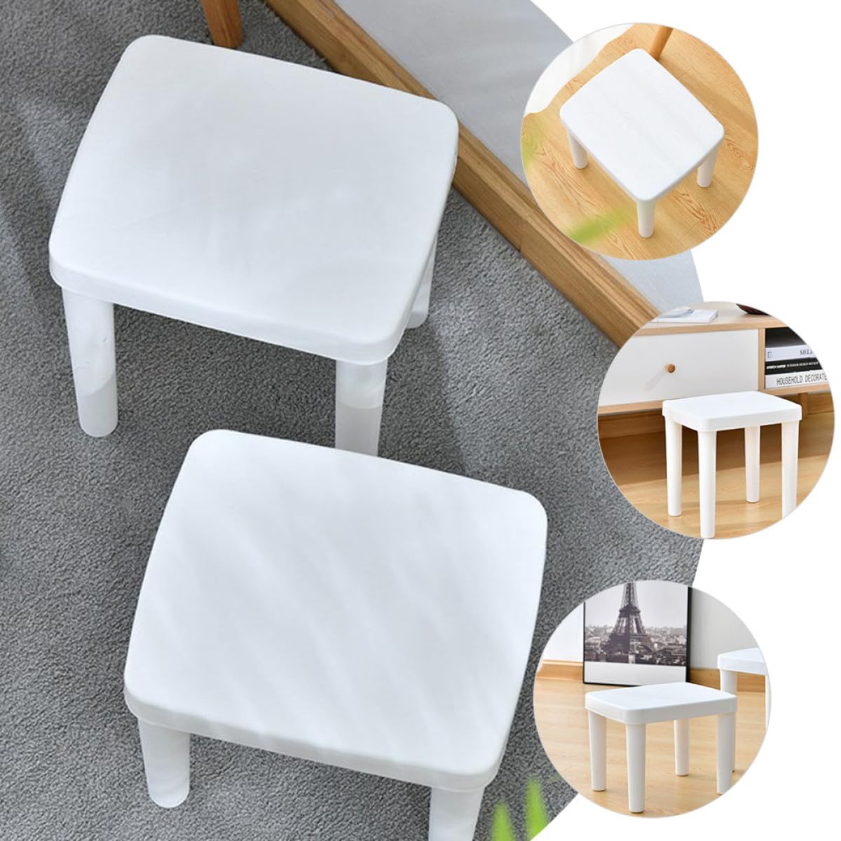 Toyvian Sgabello Antiscivolo per Ragazzi in Plastica Bianca Struttura Triangolare Stabile, Scalino Decorativo per Bagno e Cameretta