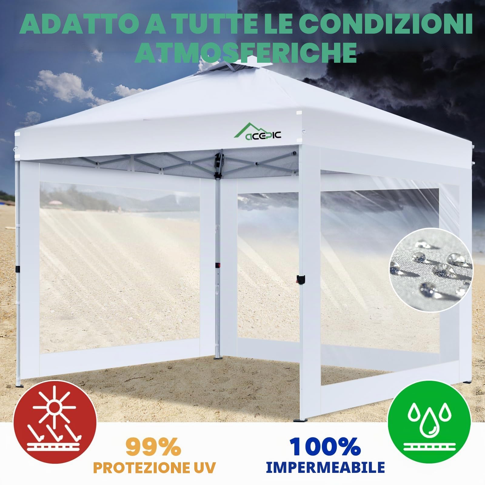 Pareti Laterali Trasparenti 3x3m per Gazebo, Telo 210D Impermeabile con Velcro, Set 3 Pannelli Senza Struttura, Ideali per Giardino Fiere Eventi（nero, 3 pezzi）