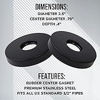 Vista 3 de Corla 2 bridas para brazo de ducha redondas de 2.5 pulgadas Placa de repuesto universal moderna (negro mate)