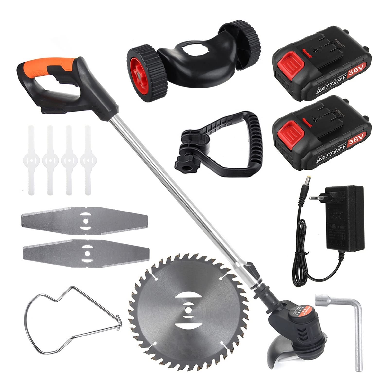 Desbrozadora, Cortacésped inalámbrico eléctrico de 36V, cortacésped portátil 1880W, Cortador Cepillo Ajustable, Herramienta poda, máquina jardinería