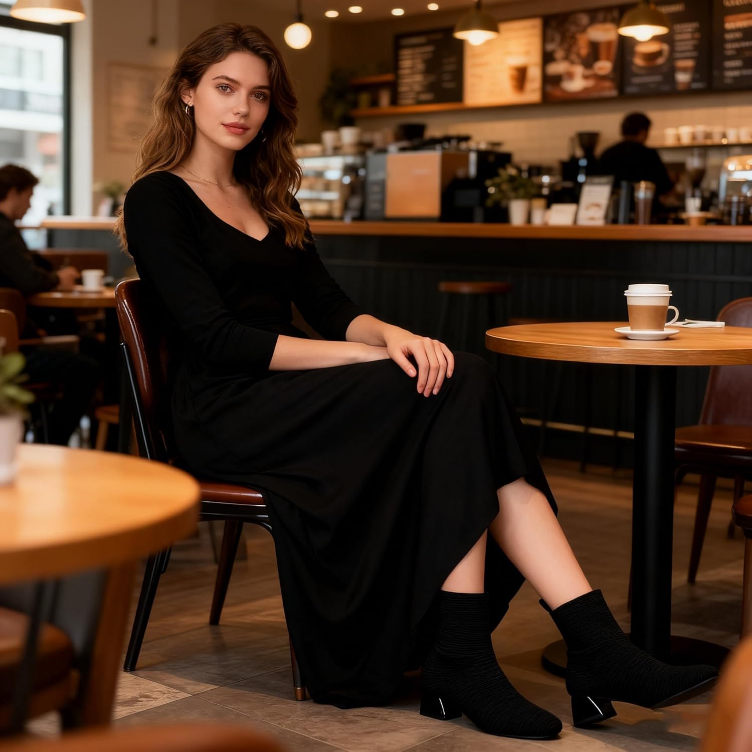 YEOJOU Sock Women's Ankle Boots & Booties Low Heel Comfortable Knit Shoes Fall Winter - Image 2