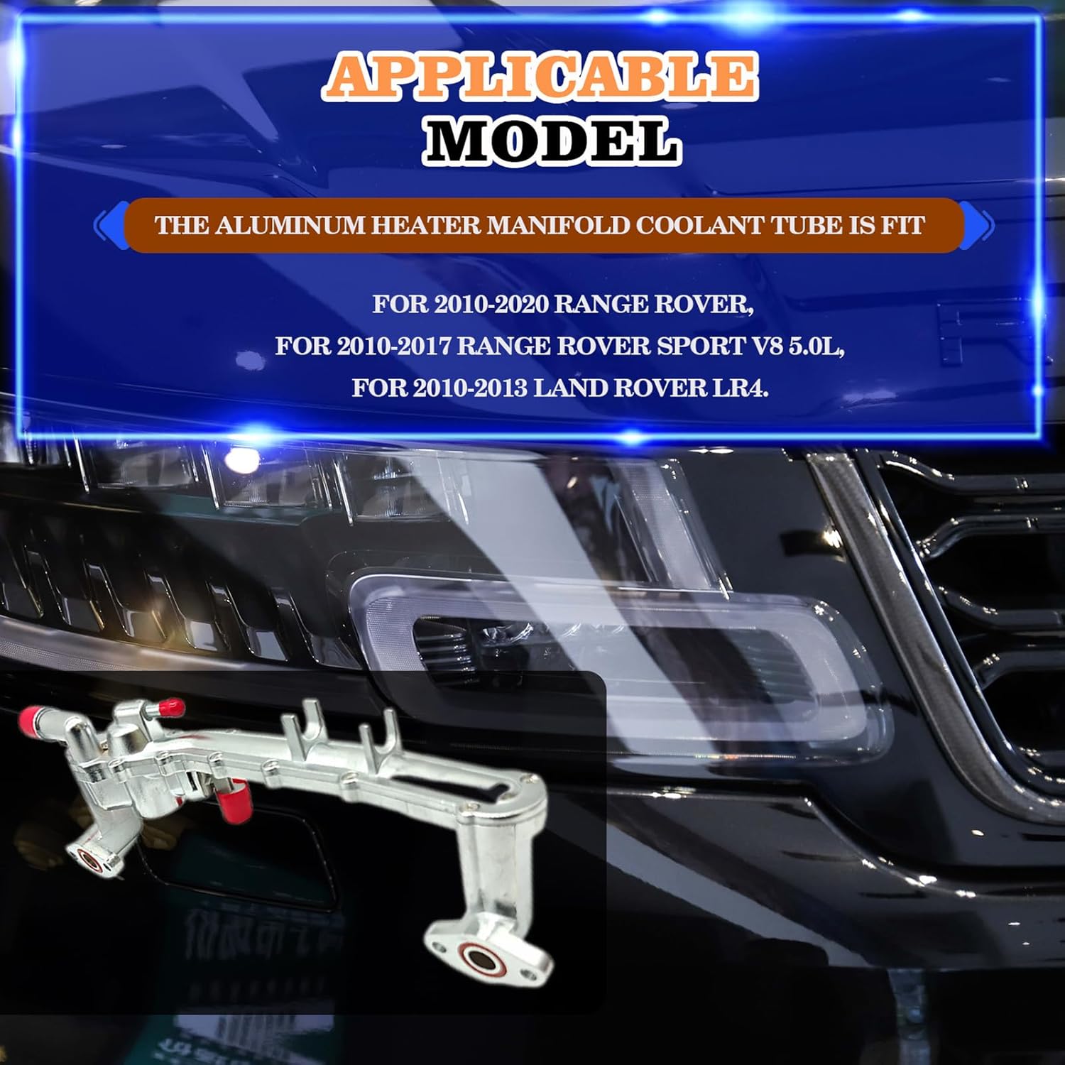 LR077042 Aluminum Heater Manifold Coolant Tube with Sensors Fit for Range Rover Jaguar 2010-2020 V8 5.0L Replace LR109402, LR087559, LR018273