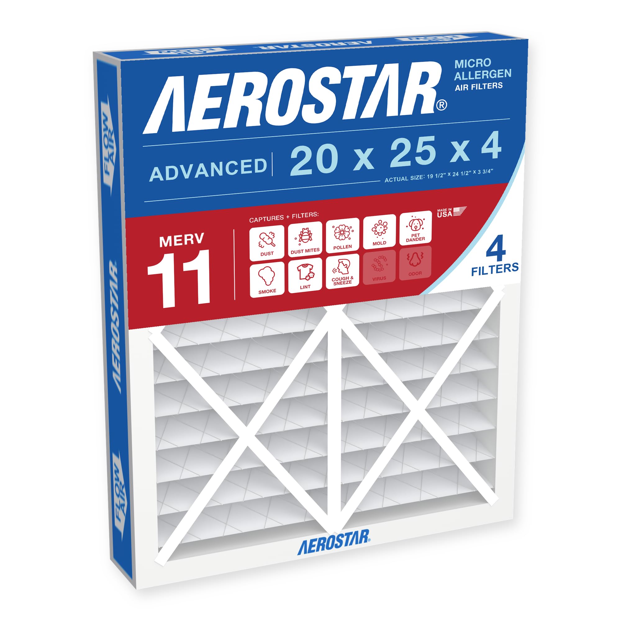Aerostar 20x25x4 MERV 11 Air Filter
