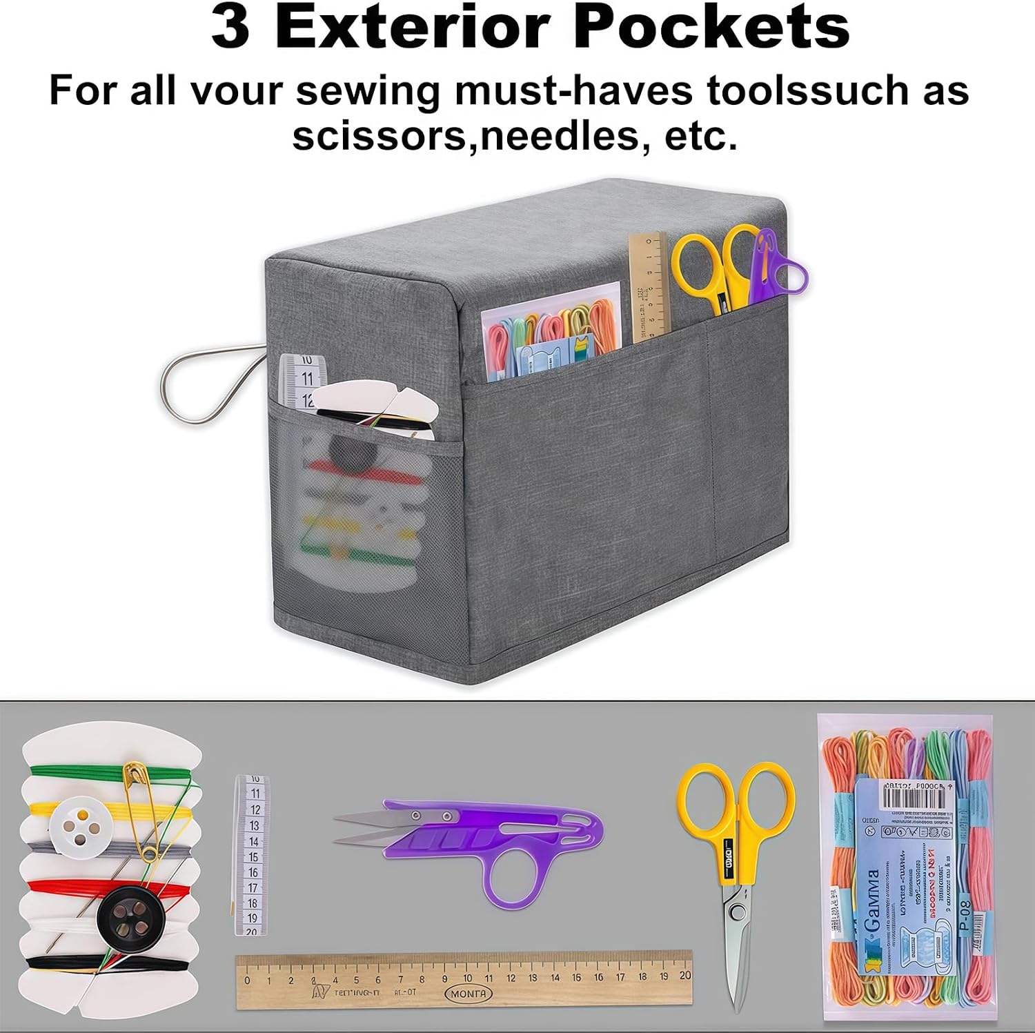 Sewing Machine Cover, Sewing Machine Dust Covers with Storage Pocket and Side Handles, Protective Carrying Case for Most Standard Singer Machine