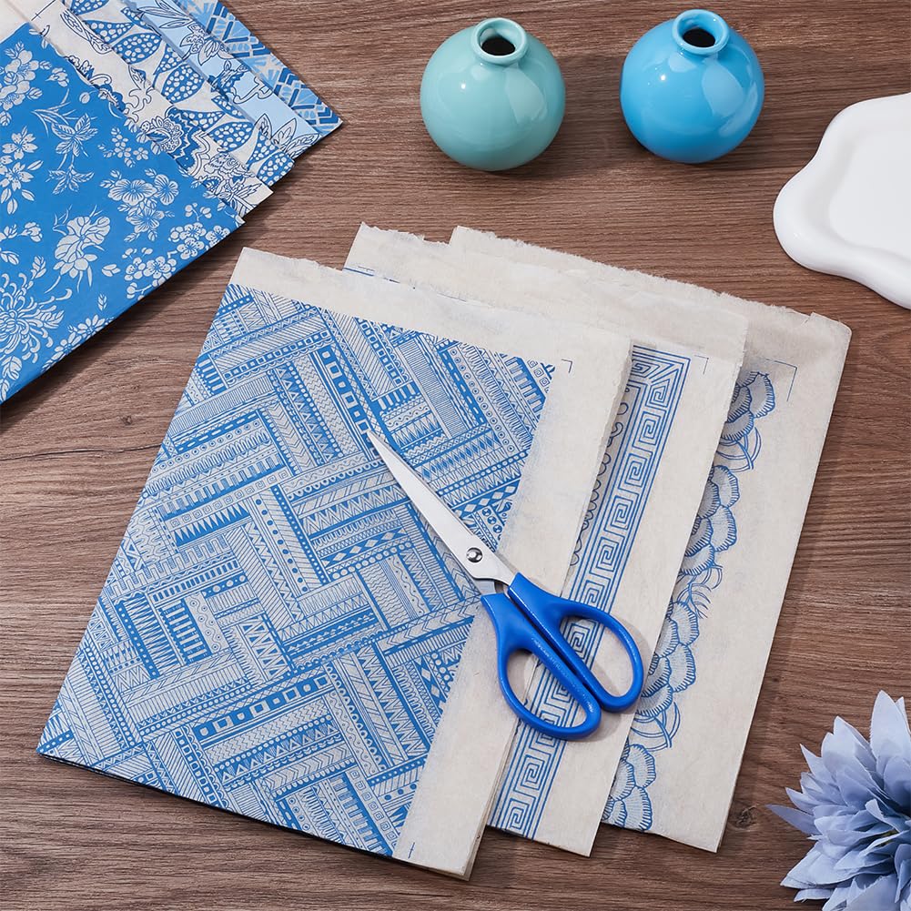 Webeedy 10pcs Underglaze Transfers Decals Blue Flower Ceramic Decals Ceramic | Seychelles