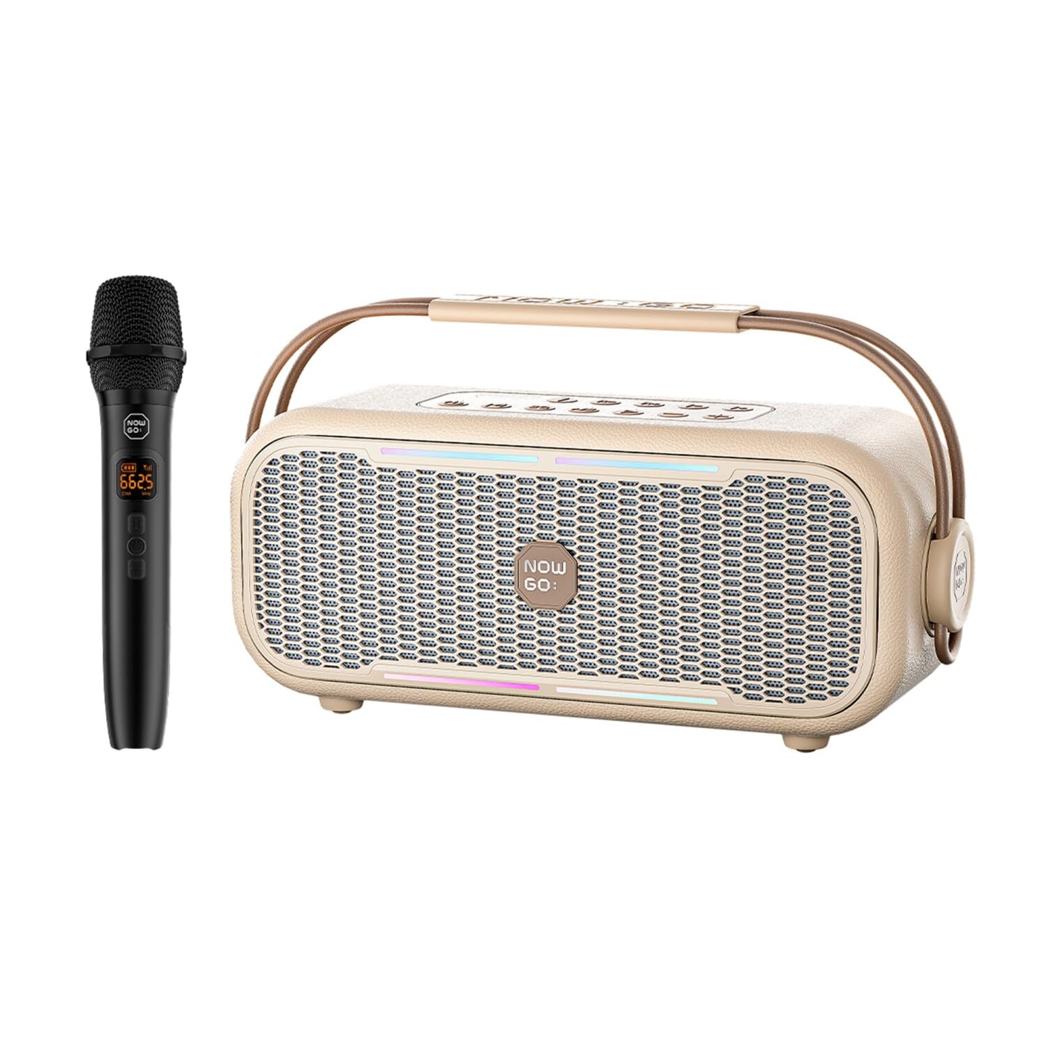 C1 100W Taşınabilir RGB Bluetooth Hoparlör Mikrofonlu Karaoke Parti Speaker Bej