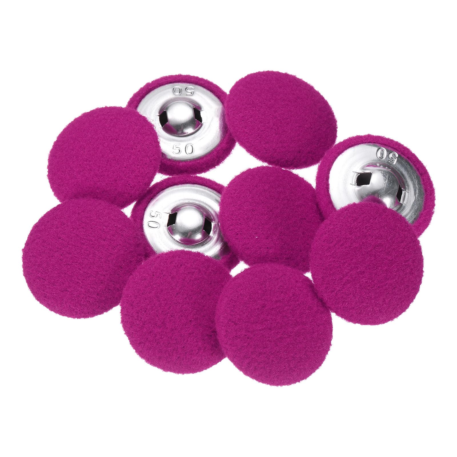 sourcing map 10pcs Fabric Cloth Covered Buttons 1.3" Round Plush Sweaters Button with Aluminum Shank Sewing Button for Woolen Coat Jacket Shirt DIY, Rose Red