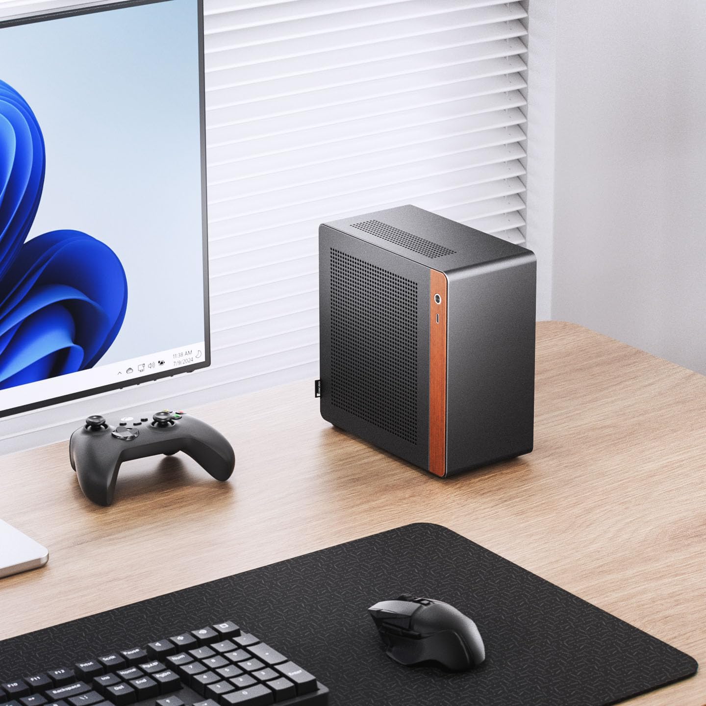 Jonsbo NV10 Case PC Nero | Case Mini-ITX in Alluminio e Acciaio, Compatto, Supporto GPU Low-Profile, USB-C Frontale I/O