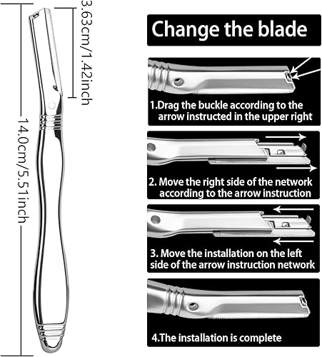 Miniatura 5 de Cuchillo de cejas, Dermaplaning Tool Metal (Masonería Plata)