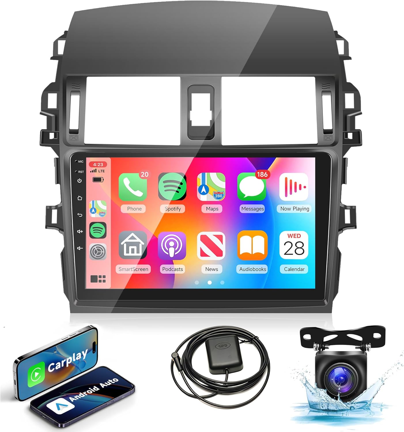 2G+64G 9 Inch Car Radio for Toyota Corolla 2009-2013, Rimoody Car Stereo with Android 13 Wireless Carplay and Android Auto GPS WiFi Touch Screen EQ Bluetooth FM/RDS SWC Mirror Link + Backup Camera