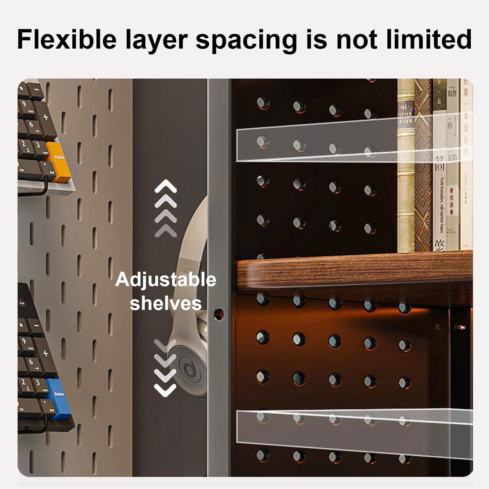 Bureaublad Boekenplank Opbergrek Verstelbaar laminaat verdikt 1,5 cm milieuvriendelijk hout Geschikt Voor Thuis En Op Kantoor(White,100 * 20 * 82)