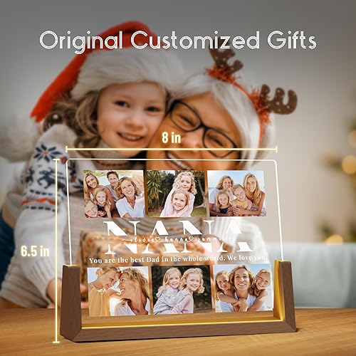 Miniatura 9 de Regalos personalizados para el día de la madre para mamá de hija, hijo, niños, marco de fotos personalizado de nogal con LED para cumpleaños de
