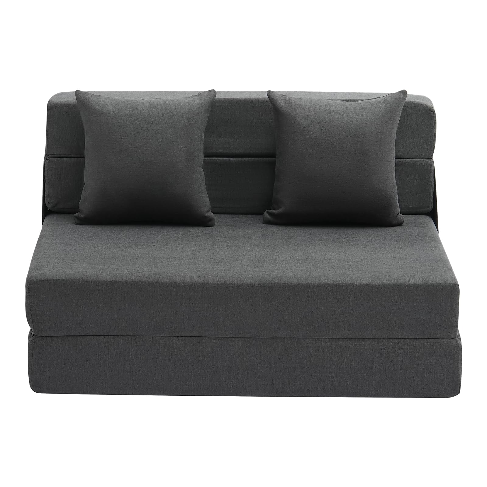 VEVOR Divano Letto Pieghevole con 2 Cuscini e Fodera Lavabile, Poltrona Letto Trasformabile in Memory Foam ad Alta Densità 25D, Divano Futon per Soggiorno, Camera da Letto, Grigio Scuro Singolo