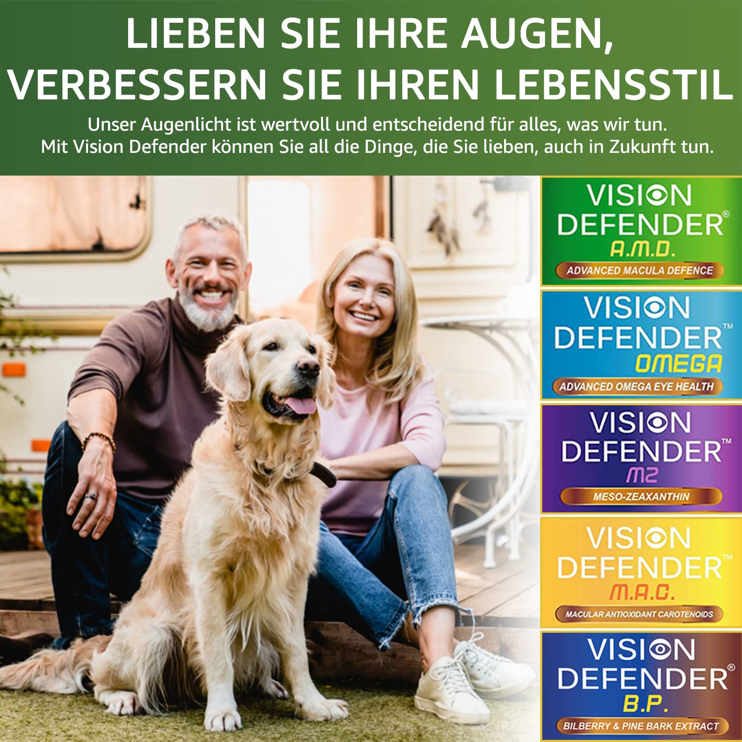 Vision Defender Plus Augengesundheit Ergänzung – Verbesserte AREDS2 Formel mit Meso-Zeaxanthin – 7 Essenzielle Nährstoffe (Lutein, Zeaxanthin, Vitamin C & E, Zink, Kupfer) – 60 Vegane Kapseln
