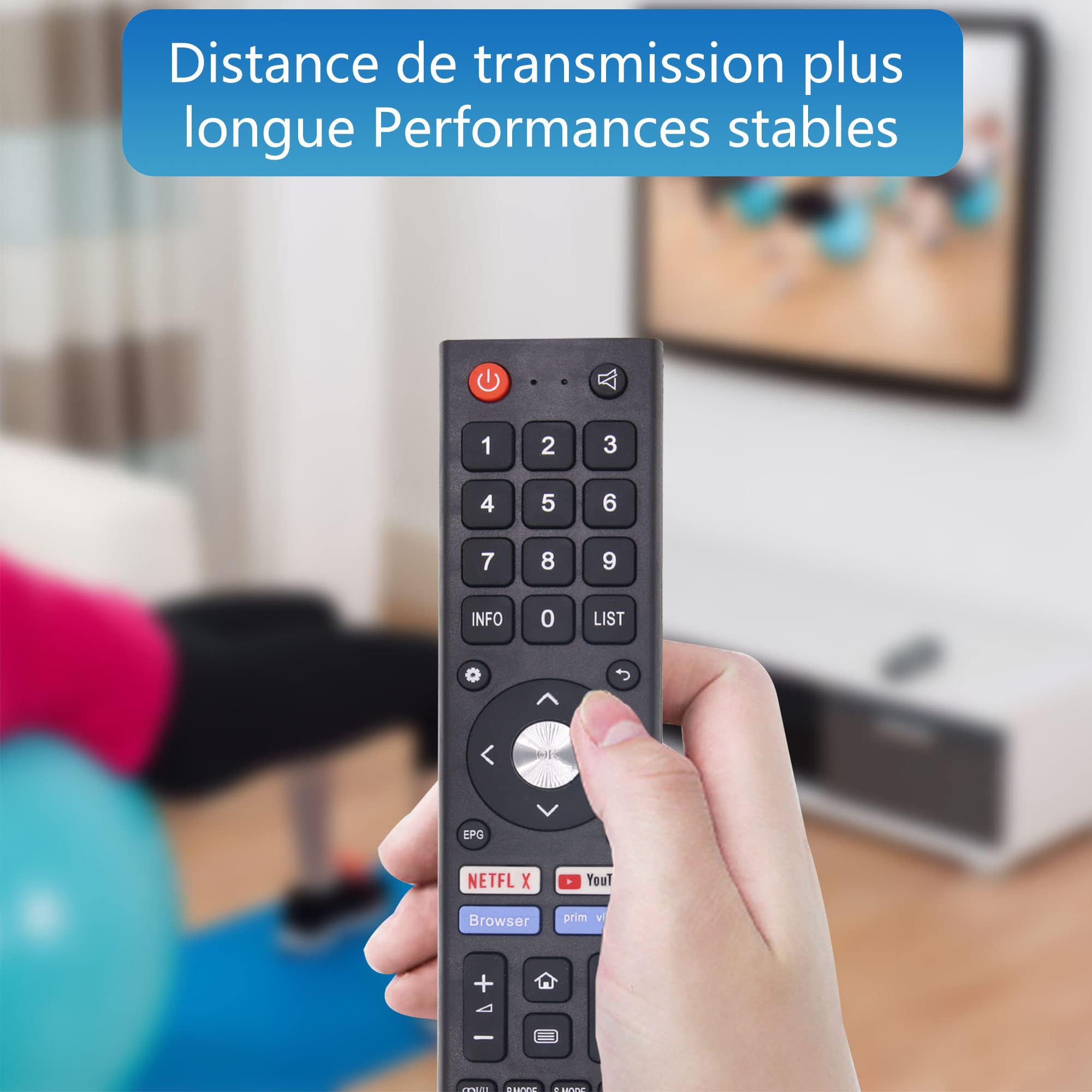 FOXRMT Télécommande pour Chiq Changhong UHD TV U55H7N L32H7N L40H7N L43H7N L50H7N L55H7N GCBL-TV02BDBIR U58H7N U43H7N U50H7N pour Saba SA24S46A9 SA32S67A9 SA40S67A9-Aucune Configuration requise