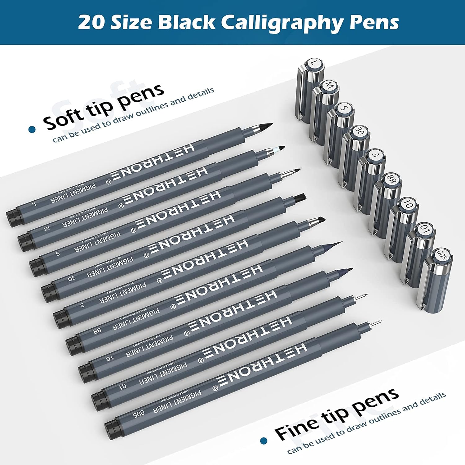 Hethrone Calligraphy Set for Beginners, 20 Size Calligraphy Pens Line Art Pens and Micron Pens for Drawing, Writing and Hand Lettering : Arts, Crafts & Sewing
