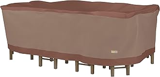DUCKCOVERS Ultimate Waterproof Rectangular/Oval Patio Table with Chairs Cover, 125 Inch