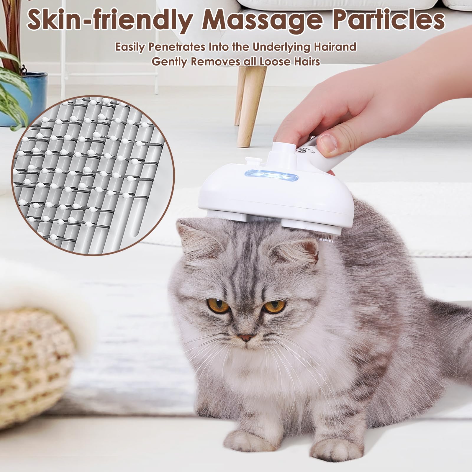 CIBJK - Cepillo de spray para gatos para desprendimiento, cepillo de vapor autolimpiante para masaje, cepillo de aseo para mascotas para pelo largo y corto, perros y gatos, elimina nudos y pelo suelto