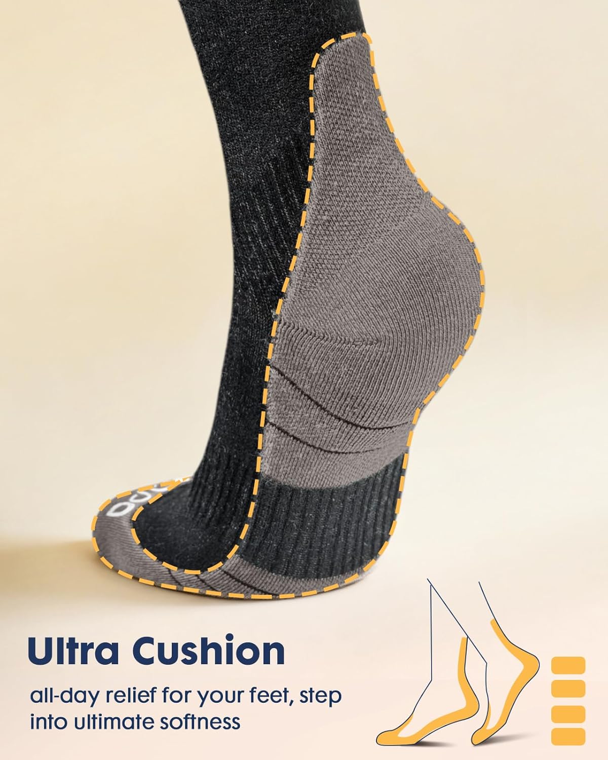 Comfortable Cotton Compression Socks for Women Men - 20-30mmHg Breathable Arch Support Socks for Flying Nurse - Image 2