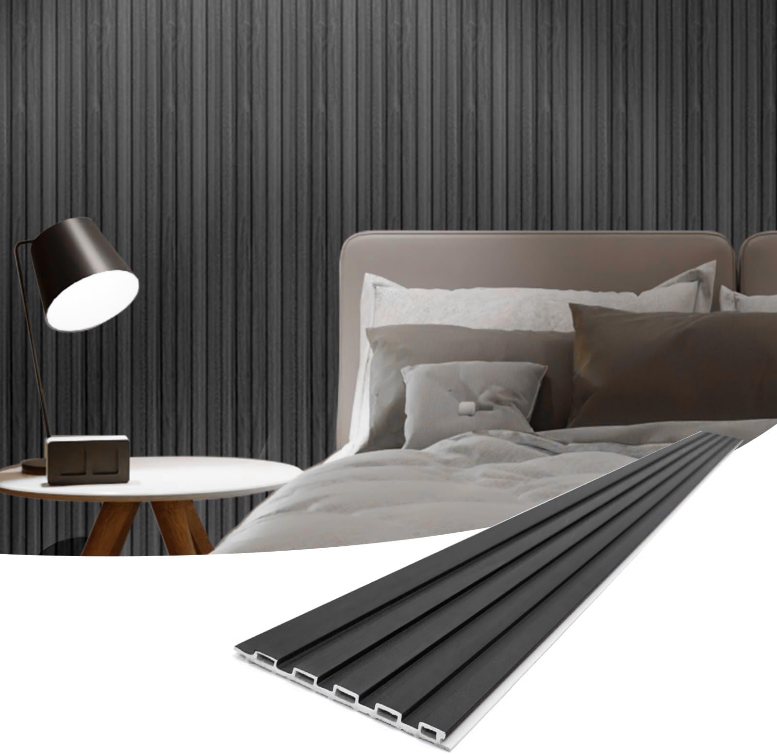 Art3d Slat Wall Panels, WPC Soundproof 3D Wall Paneling for Interior Wall Decor, TV Background, 8-Pack 96 x 6 in. Black