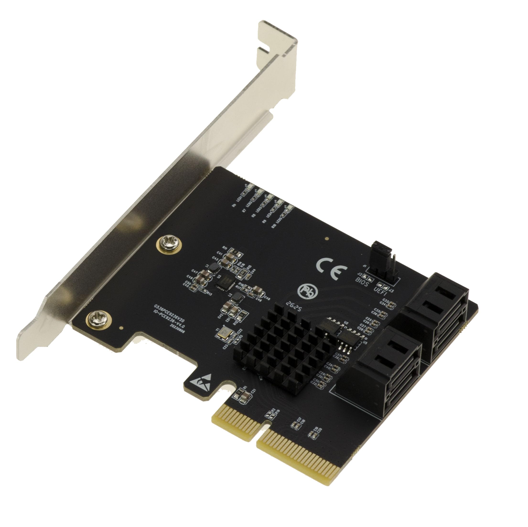 KALEA-INFORMATIQUE Karta kontrolera PCIe 4 porty SATA 3 6G z obsługą UEFI chipset Marvell 88SE9236 - Hardware Raid 0 1 10