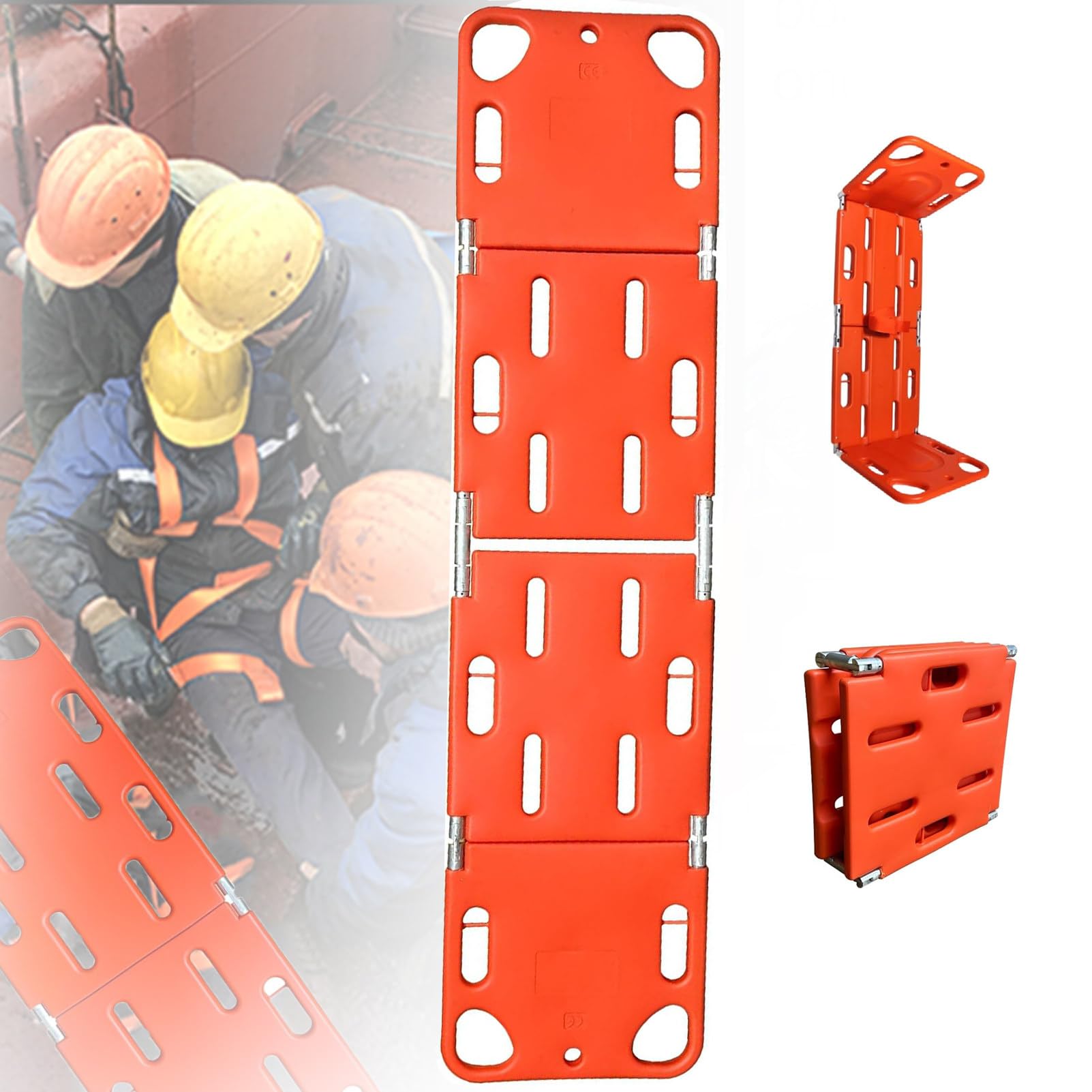 CivièRe Dorsale Pliable, Planche De Sauvetage Avec Sangles De SéCurité, CivièRe D'Ambulance Flottante Pour Le Transfert Des Patients D'Urgence Et Le Sauvetage Aquatique,4Folds