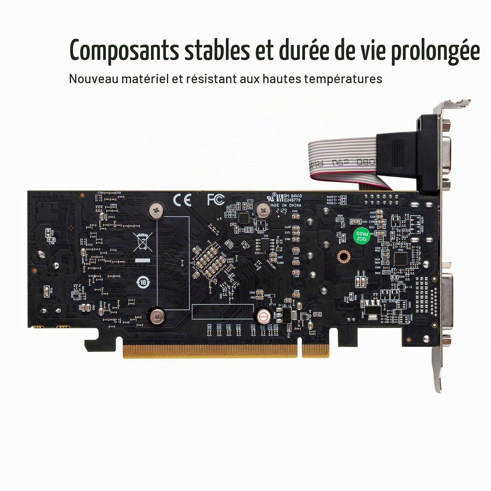 Radeon RX 550 Low Profile Carte Graphique, 4 Go GDDR5 128-bit, VGA DVI-D HDMI, PC Video Card, Affichage 4K, DirectX 12