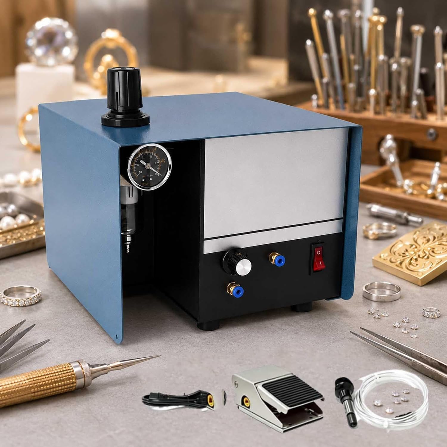 GYKOZY Jewelry Engraver, Pneumatic Engraving Machine with Adjustable Speed, 1400 RPM, for Jewelry, Crafts and Wrought Iron