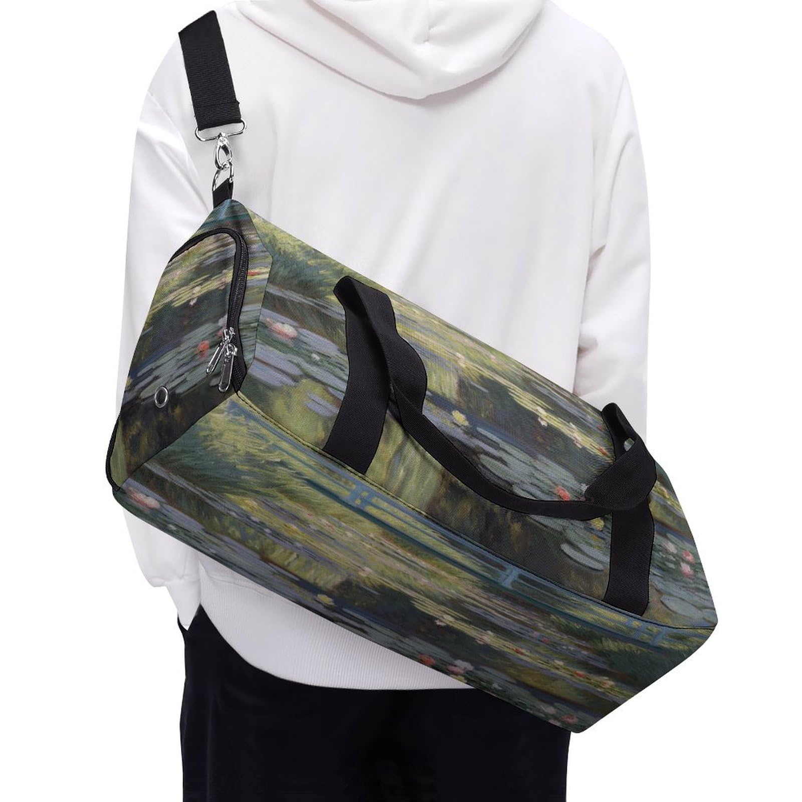 Turnbeutel für Damen und Herren, Wasserlilien-Teich-Druck, wiederverwendbar, Turnbeutel mit Schuhfach, Stil, Einheitsgröße, modern, Stil:, Einheitsgröße, Modern