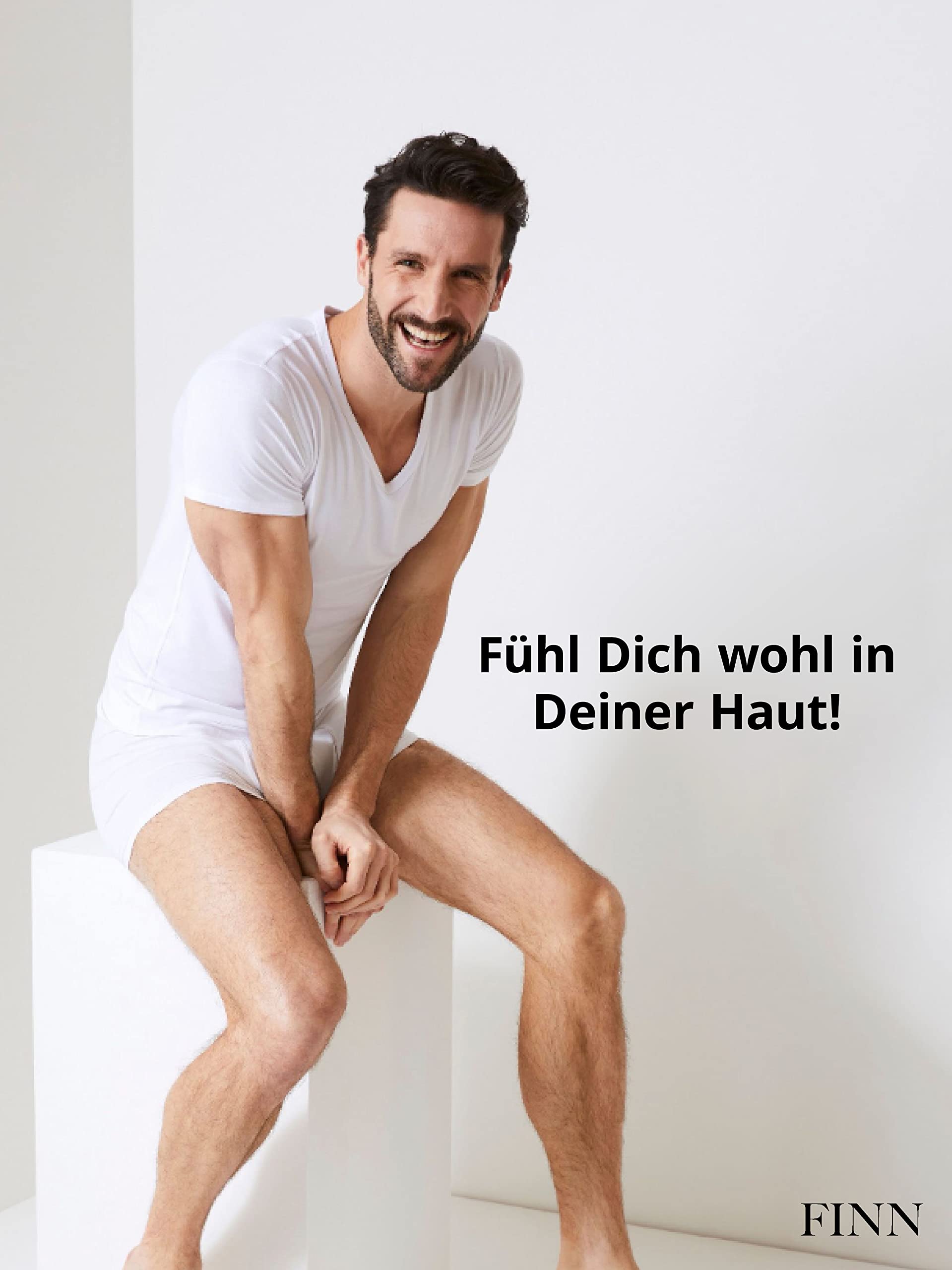 FINN Anti-Schweiß Shirt Herren V-Ausschnitt integrierte Achselpads gegen Starkes Schwitzen Unterhemd Schutz Schweißflecken Schweißgeruch