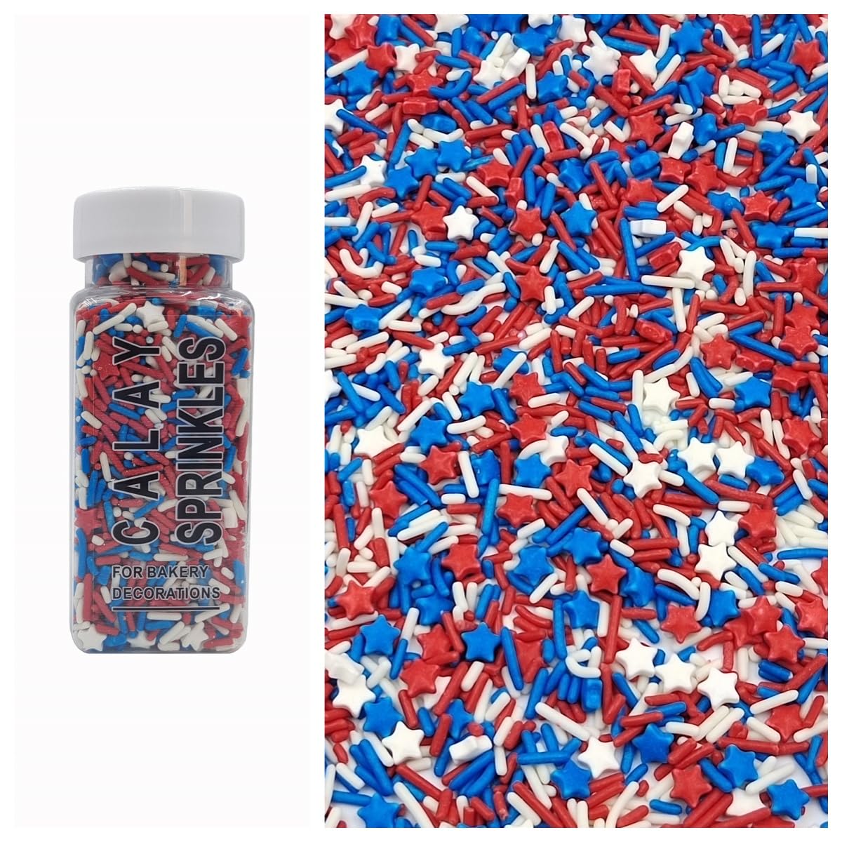 Sentovac Sprinkles for Patriotic 4th of July Independence Day | Edible Cake Cupcake Sprinkles | 1 Bottle 3.53oz/ 100g Patriotic for Decorating