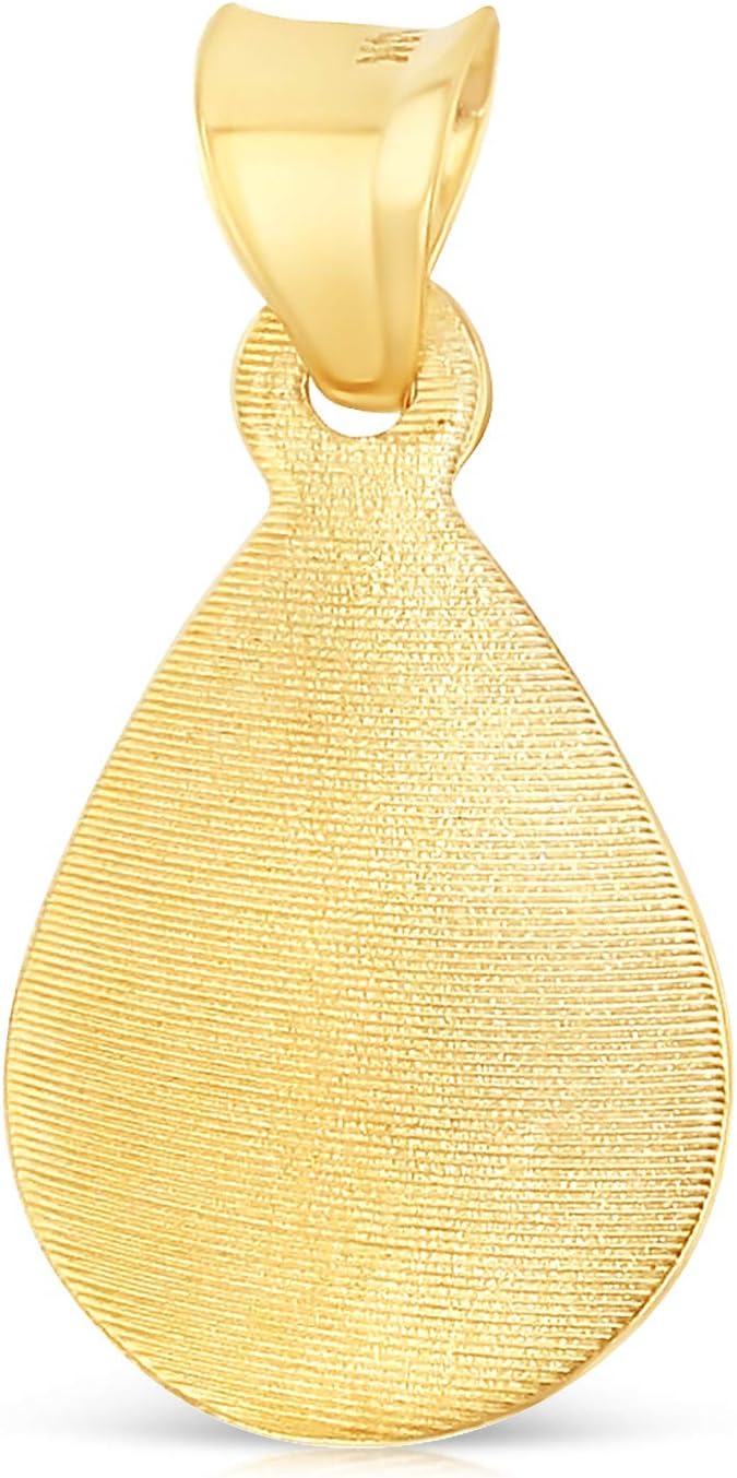 Ioka - 14K Yellow Gold Diamond Cut Our Lady of Guadalupe Stamp Religious Charm Tiny Pendant For Necklace or Chain