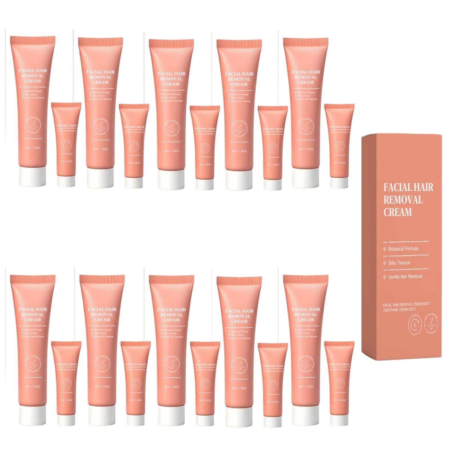 Crema Depilatoria Viso a Formula Vegetale, Kit Depilazione Delicata con Crema Lenitiva Dopo Depilazione, Texture Setosa Senza Residuo, Elimina Setole Viso in Morbidezza per Tutti i Tipi di Pelle