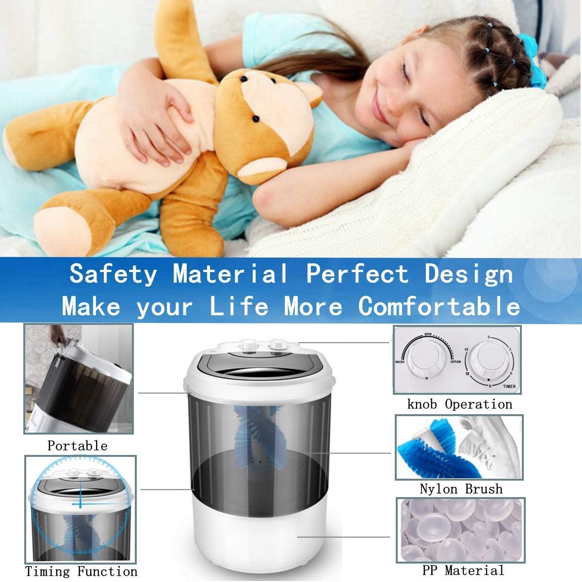 Portable Mini Washing Machine,Semi-Automatic,Three functions of washing shoes washing Clothes Spin-Dry,9.9 lbs Capacity