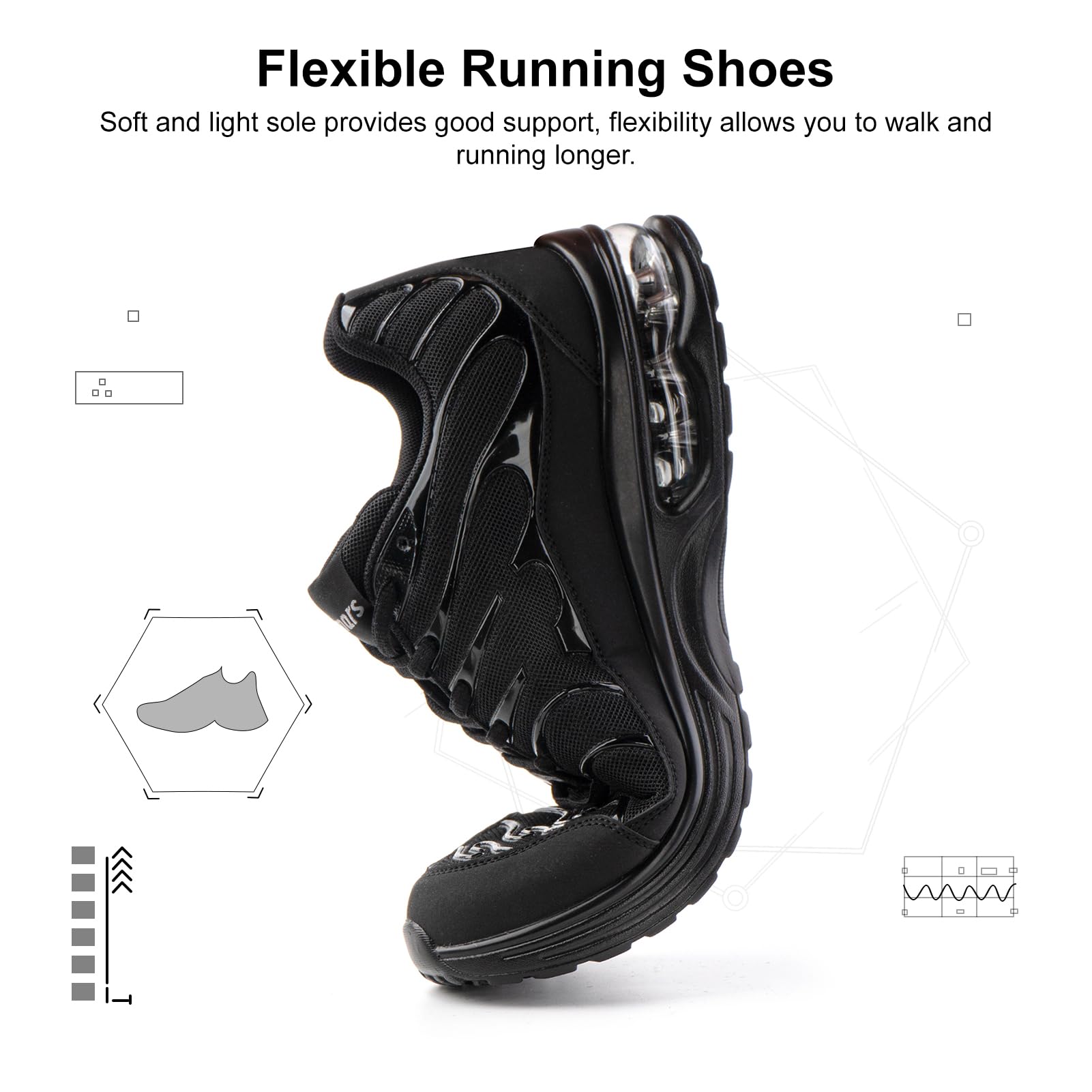NEOKER Scarpe Running Uomo Donna Scarpe da Corsa Sneakers Scarpe Ginnastica Scarpe Trail Running Scarpe Sportive Platform Outdoor Nero Blu 36-48 EU