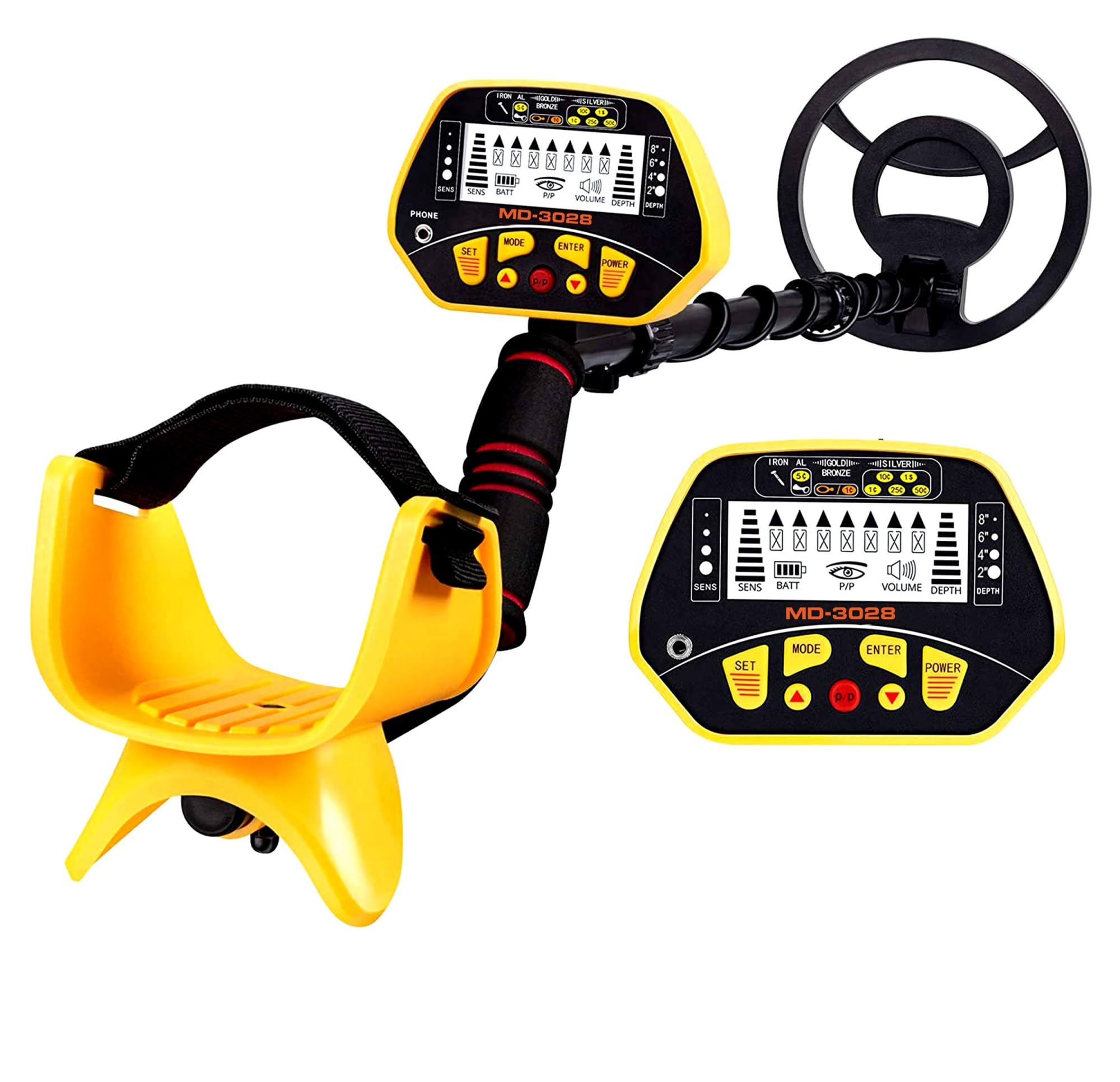 Metal Detector, MD3028 Adjustable Metal Detector Underground Professional Gold Finder LCD Treasure Hunter Handheld Gold Digger(Groen)