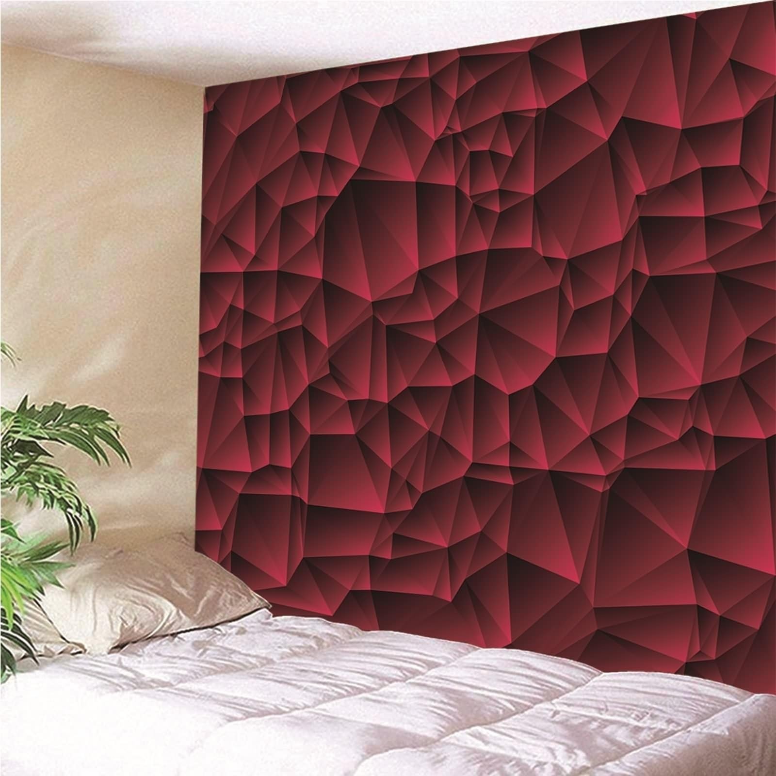 Wycian Tapiz de pared de macramé rojo, diseño geométrico 3D, microfibra, 240 x 220 cm (ancho x alto)