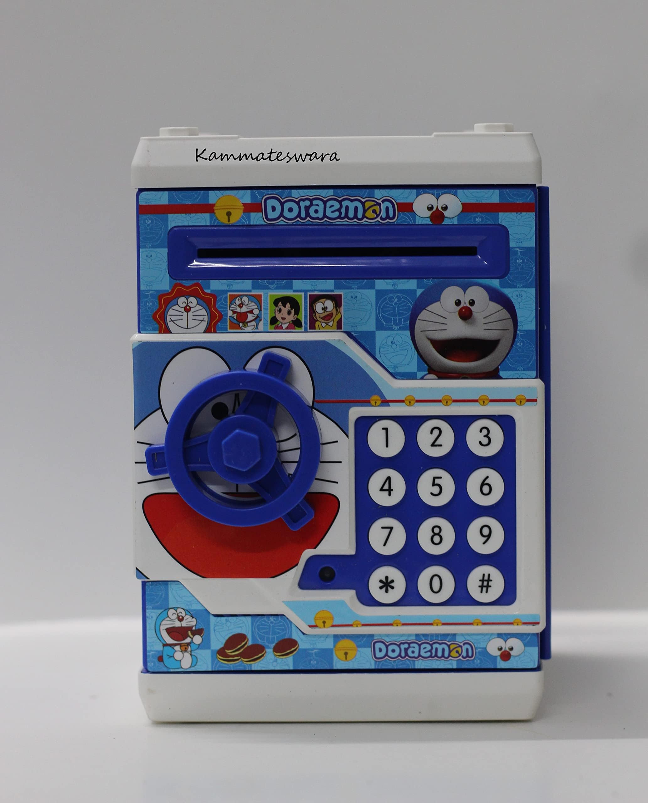 KammateswaraKammateswara Kids ATM Toy Piggy Bank in Cartoon Money Bank with Password(Pack of 1) (Blue)
