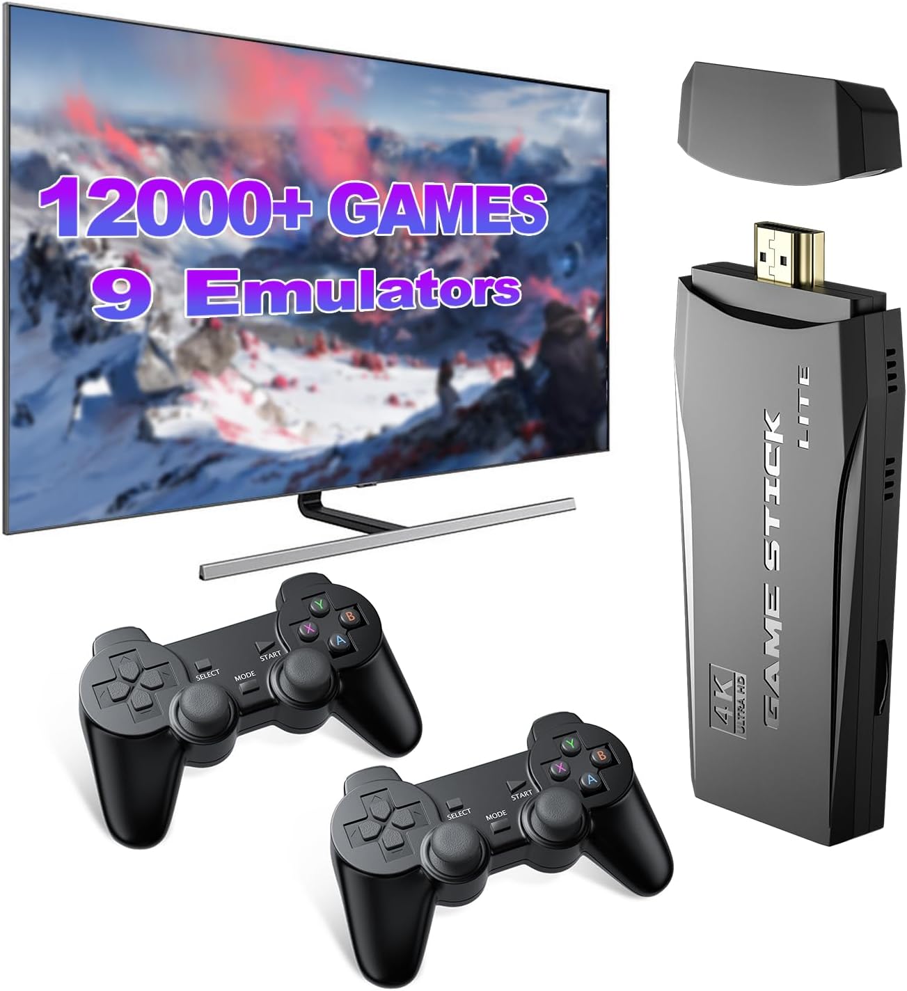 2025 Upgraded Retro Game Consoles,Super Console S2 Nostalgia Stick Game, Compatible with 9 Classic emulators, Built-in 12000+ Games Plug&Play, Dual 2.4G Wireless Controllers Handheld Game Stick