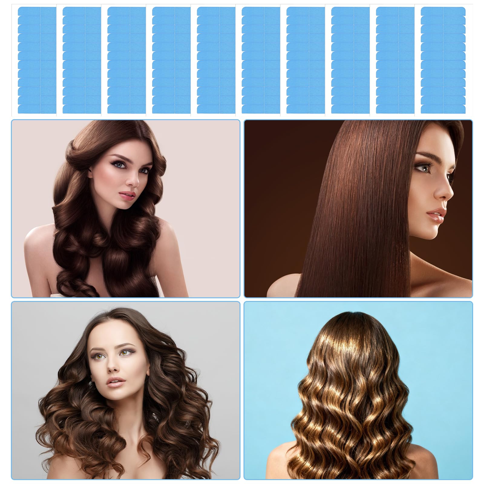 cobee Lot de 120 bandes adhésives de rechange pour extensions de cheveux - 4 x 0,8 cm - Double face - Pour extensions de cheveux