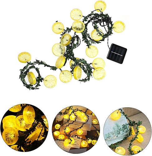 Miniatura 9 de DOITOOL 1 cadena de luz para poste de luz floral para exteriores, luces de hadas verdes, flores solares, luces de cadena de frutas, lámpara de limón