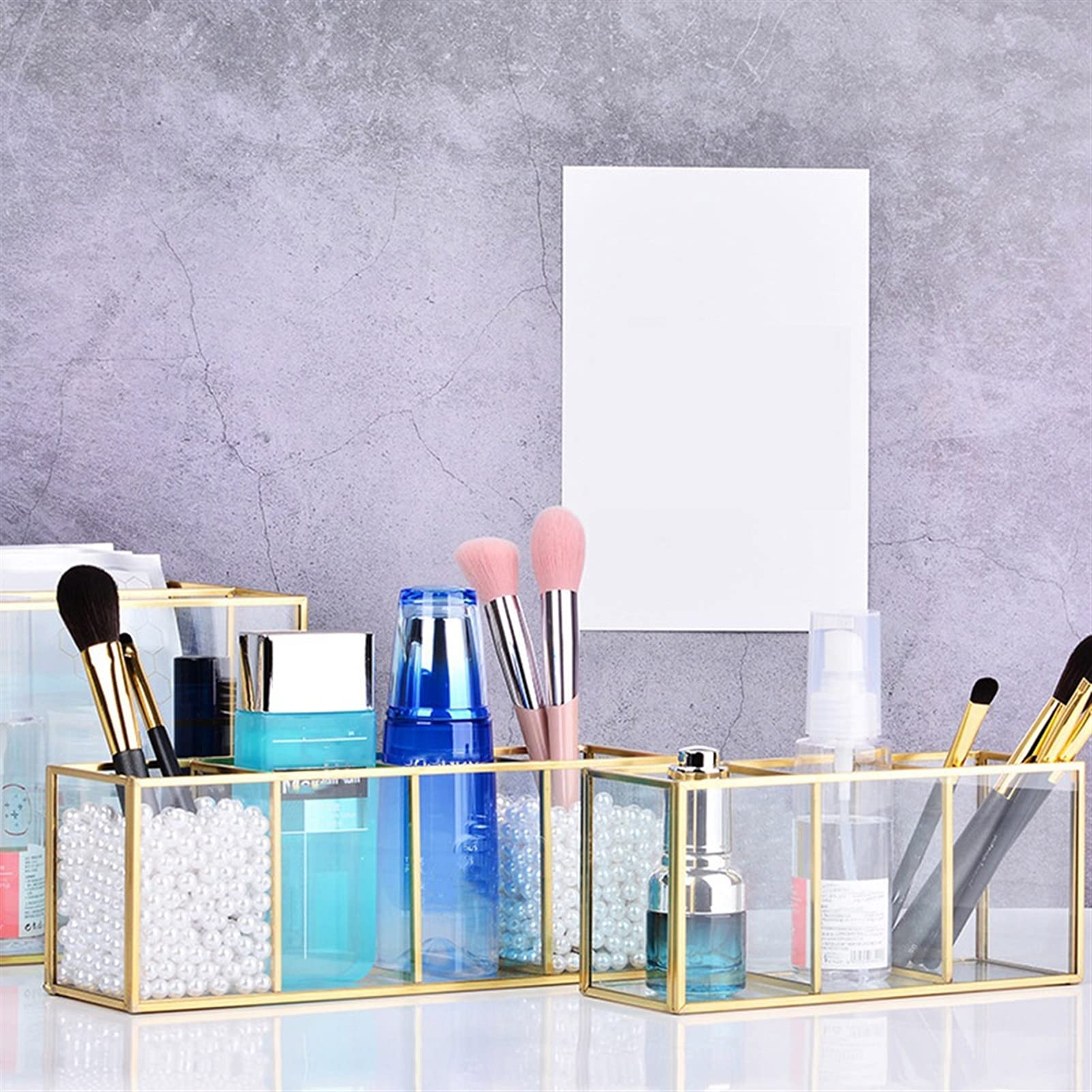 Prodotti per la casa Scatola di immagazzinaggio della spazzola di trucco di vetro trasparente della spazzola di lusso dei cosmetici del contenitore del contenitore del contenitore del contenitore del