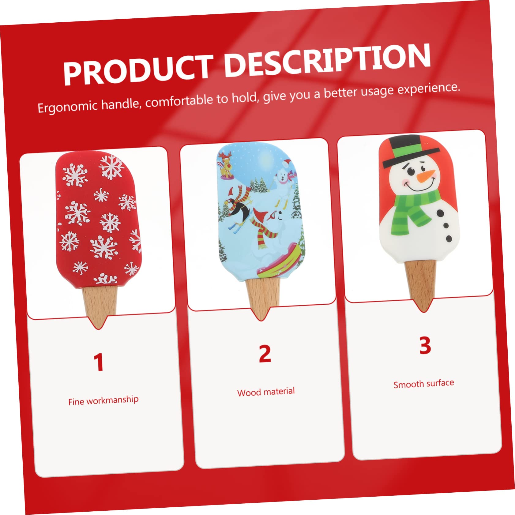 POPETPOP 4 piezas Raspadores de Crema de Navidad de Silicona de Espátulas para Pasteles Utensilios de Cocina para Hornear Decoración de Tartas