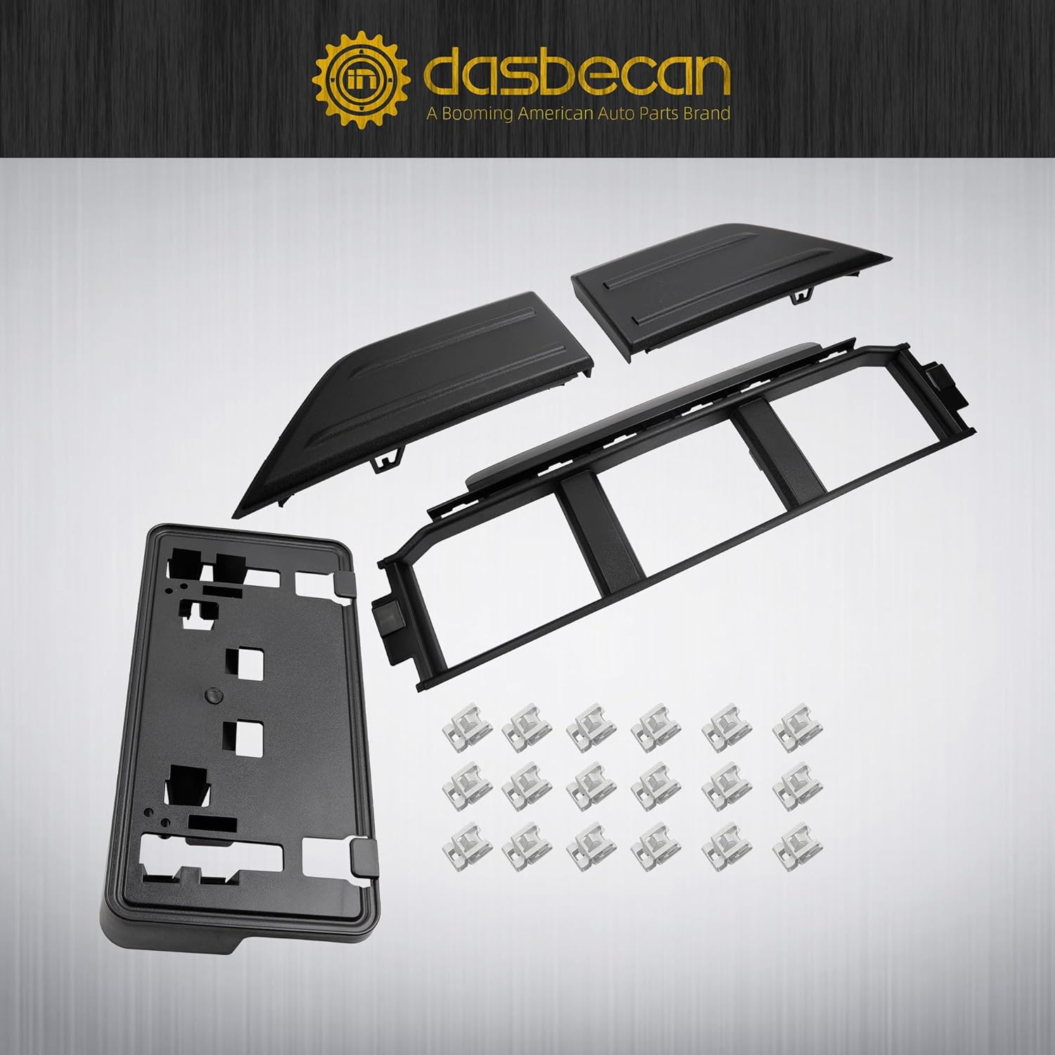 Dasbecan Front Bumper Grille Corner Panel Cover Front License Plate Bracket Compatible with Ford F150 2021 2022 2023 Replace ML3Z17B968BB ML3Z17B968BA ML3Z-17E810-AA ML3Z-17E811-A ML3Z-17A385-BB