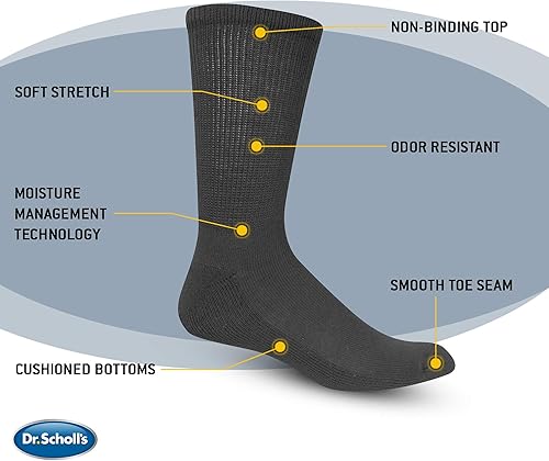 Miniatura 10 de Dr. Scholl's Men's Diabetes & Circulatory Socks - 4 & 6 Pair Packs - Non-binding Moisture Management