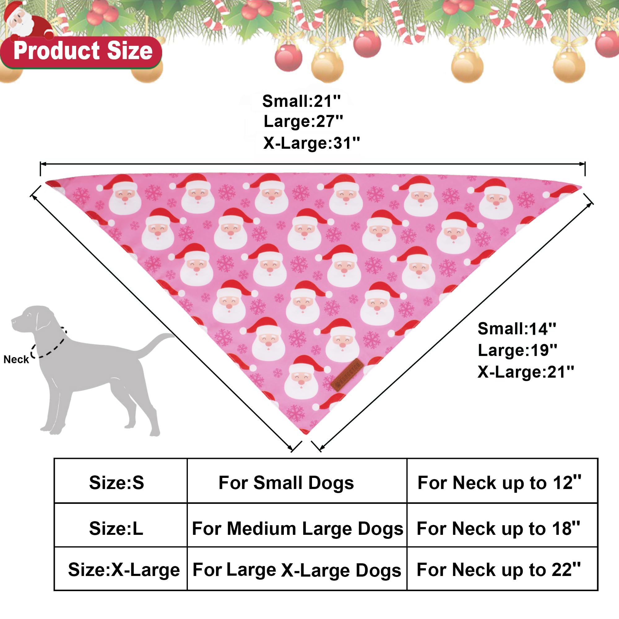 ADOGGYGO Christmas Dog Bandana, Christmas Tree Santa Dog Scarf, Premium Durable Fabric - Image 4