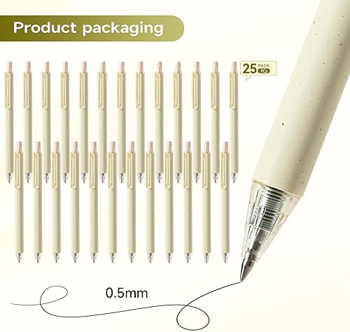 Miniatura 5 de Paquete de 24 bolígrafos de tinta de gel negra,escritura suave, punta extra fina de 164 de pulgada (0.5 mm), color crema para tomar notas,