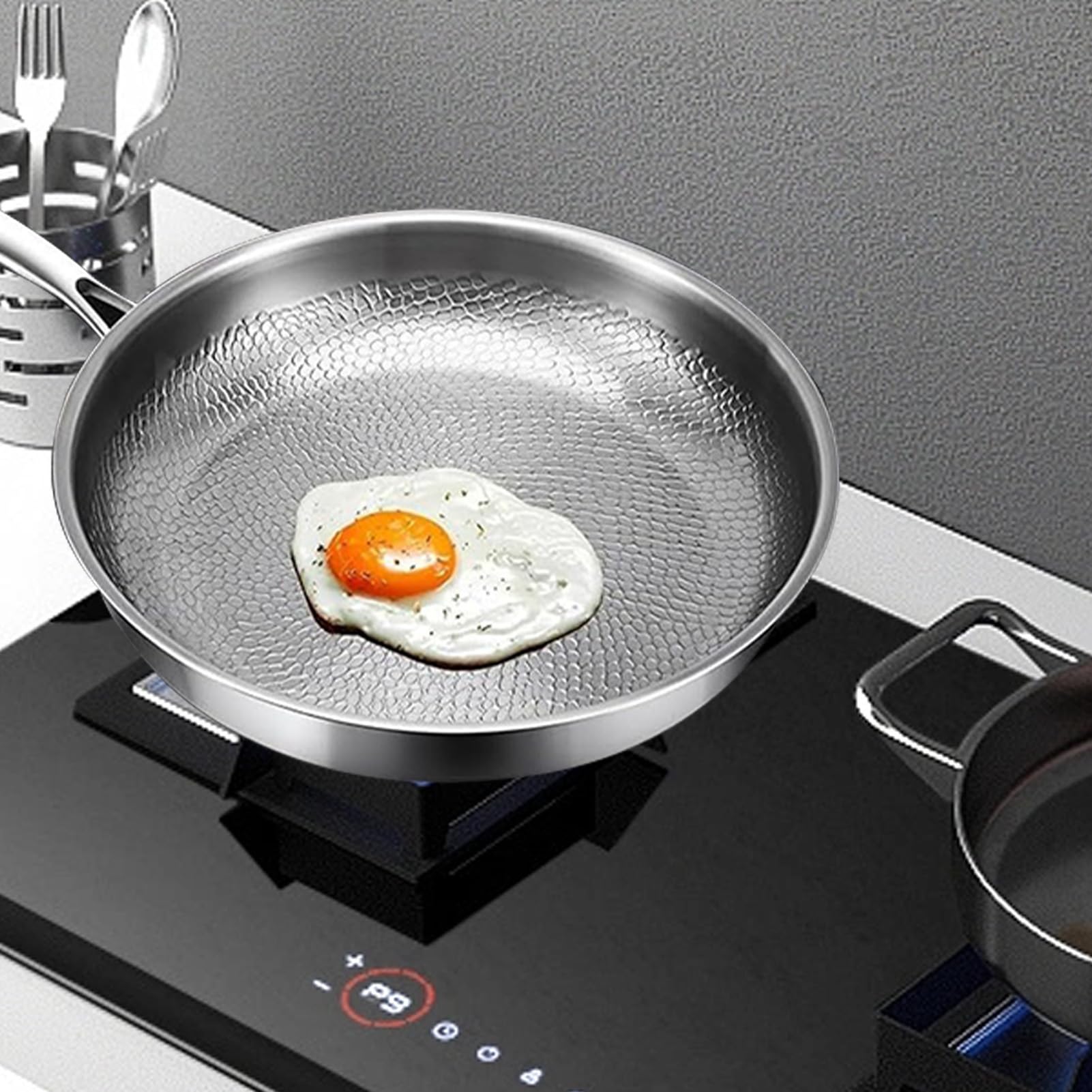 Titanium Kitchen Mental | Notoring Pan Y Espátula Incluido - Woks Y Ollas Para Saltar Carnes, Pescado, Panqueques Y Sartén De Titanio Cocinar Bandeja De Titanio Para Cocinar Bandeja De Titanio Para