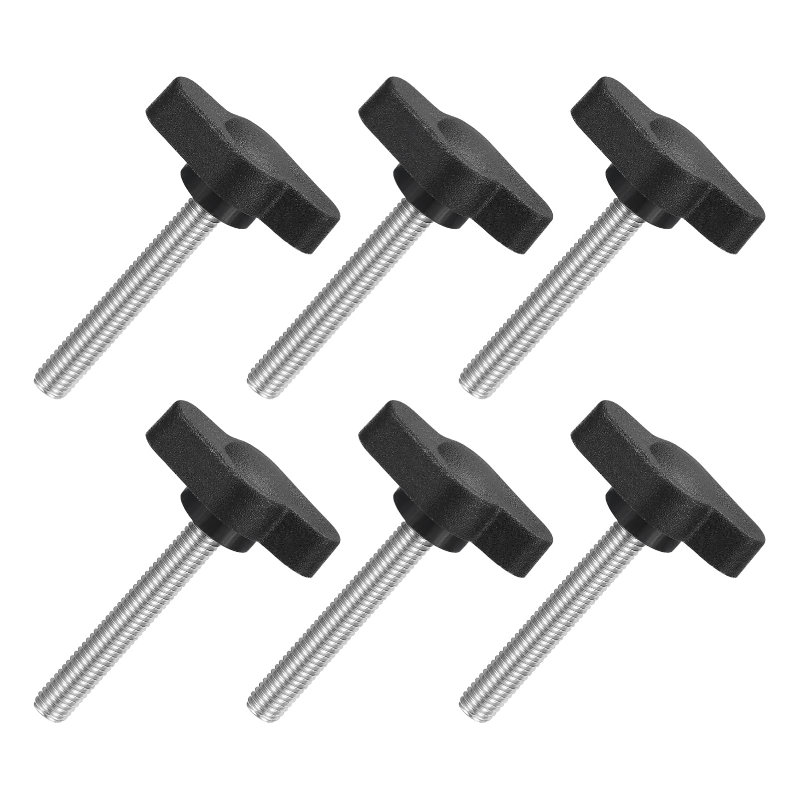 uxcell 6Pcs Tee Wing Knobs Thumb Screws, M5 x 35mm Clamping Screw Knob Male Thread 304 Stainless Steel T Shaped Thumb Screws Handle 27mm Dia. for Hand